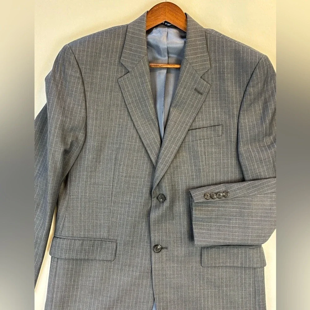 RALPH RALPH LAUREN Grey Pinstripe Blazer Sport Coat Prep Academia Ivy Black‎ 46R